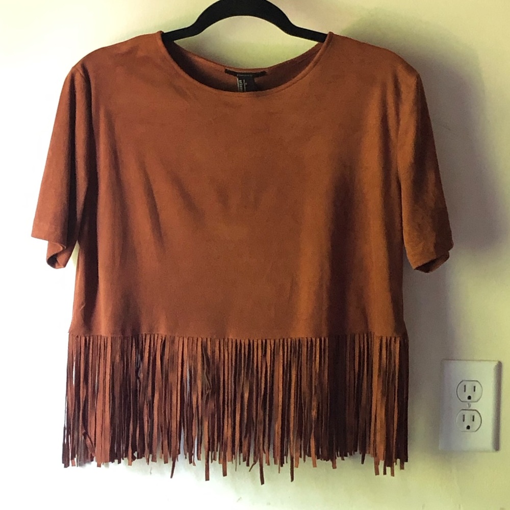Suede Fringed Crop Top